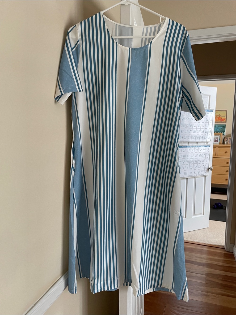 Striped Blue and White Midi Dress
